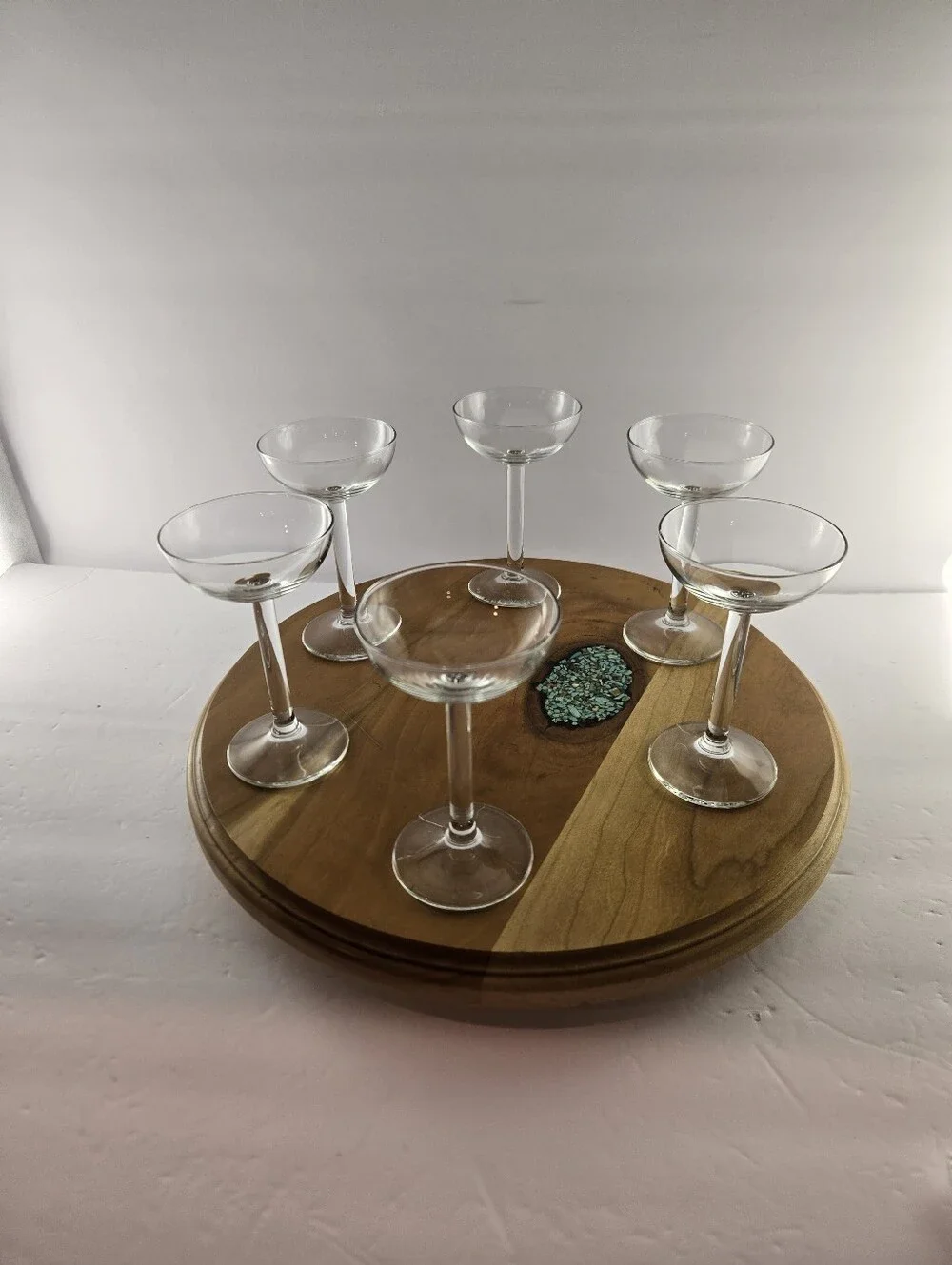 Vintage Blown Glass Coupe Glasses Thin Walled MCM Cocktail Stemware Set of 6